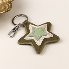 Khaki Mix Faux Leather Star Keyring by Peace of Mind